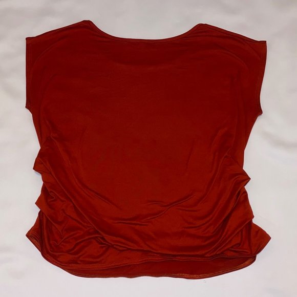 Deep Rust Orange Scoop Neck Top, L - Picture 4 of 5